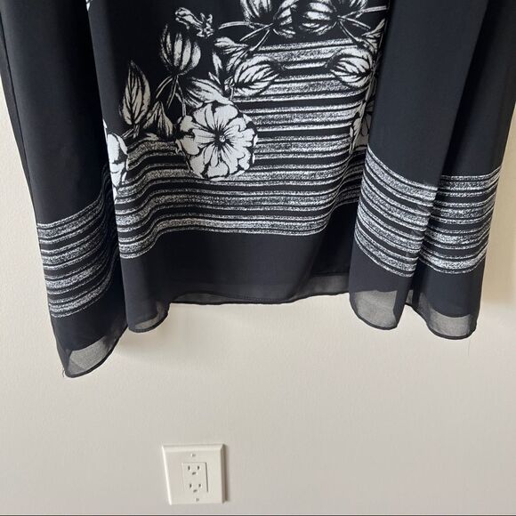 Max Studio Sleeveless Black/White  Floral Chiffon Flowy Dress Size Small - Picture 6 of 10